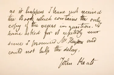 Handwriting and Signature of John Keats