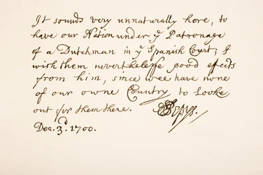 Handwriting and Signature of Samuel Pepys, 1700