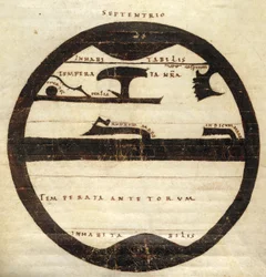 Diagrammatic Zonal World Map, c.1050 (ink & tempera on parchment)