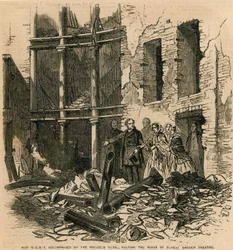 Her Majesty, accompanied by the Princess Royal, visiting the ruins of Covent Garden Theatre, London
