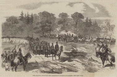 Her Majesty inspecting the Aldershott Division at Frimley