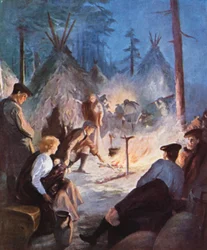 Highland Settlers camping on the shores of Prince Edward Island