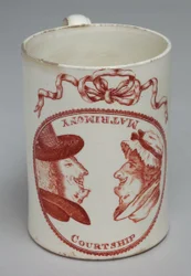 Humorous Mug Decorated with Invertible Heads of a Man and Woman, c.1780