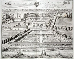 Ingries at Greenhith, the Seat of Jonathan Smith, engraved by I. Kip