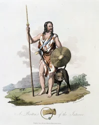 Inhabitant of the British Isles and his dog - in 