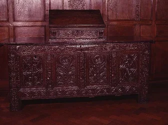 Inlaid coffer, with architectural motifs, late 16th century
