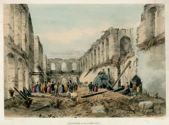 Interior of Armoury, Tower of London Fire, 1841