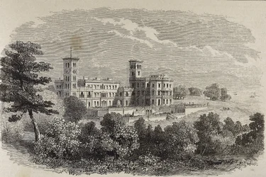 Isle of Wight. Osborne House, the summer residence of Queen Victoria. Illustration of 1880