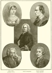 Jane Austen, Laurence Sterne, Samuel Richardson, Oliver Goldsmith, Tobias Smollett