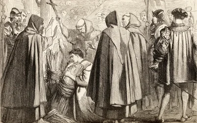 John Frith about to be burnt at the stake for heresy in 1533