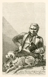 John MacNally, of Tyrone County, with His Two Dogs Boxer and Rover