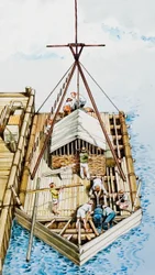 Kon-Tiki being constructed from balsa wood