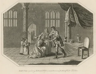 Lady Gray imploring King Edward IV for maintenance for herself and children