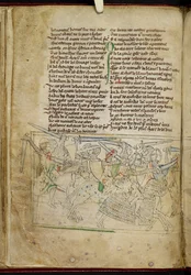 A battle between mounted knights, from 