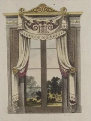 Library Window Curtains, Plate 70 from Ackermann
