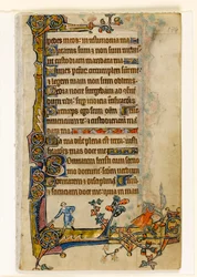 David and Goliath, Marginal Decoration from the Macclesfield Psalter, Use of Sarum, East Anglia (c.1330)