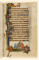 Playing an Organ, Marginal Decoration from the Macclesfield Psalter, Use of Sarum, East Anglia (c.1330)