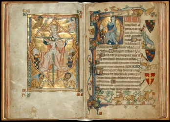 The Throne of Mercy with Patrons, Christ Blessing with a Patron, c.1314-30