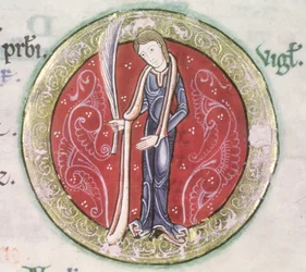 Virgo, from the Hunterian Psalter, c.1170 (detail)