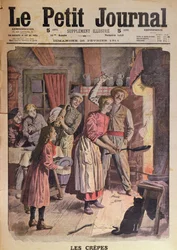 Making pancakes, illustration from Le Petit Journal, 26th February 1911