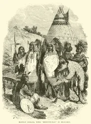 Mandan Indians, with medicine-man in bear-skin