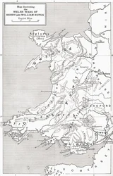 Map illustrating the Welsh wars of William Rufus and Henry I, from 