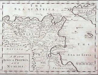 Map of Africa Propria and Numidia (Modern Tunisia and Algeria) late 18th century