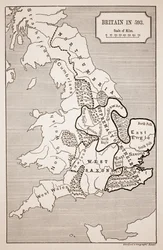Map of Britain in 593, printed by Stanfords Geographical Establishment
