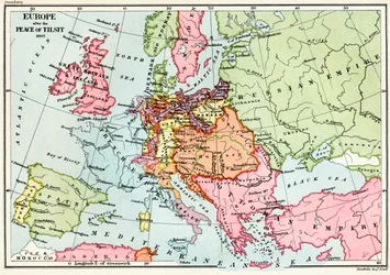 Map of Europe after the Peace of Tilsit in 1807, from 