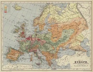 Map of Europe, Showing Density of Population