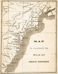 Map to illustrate the War of American Independence, from 