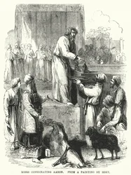 Moses consecrating Aaron, from a painting by Hoet