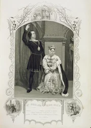 Mr. Phelps as Hamlet and Miss Glyn as Queen Gertrude, Act III Scene 4, in Hamlet by William Shakespeare