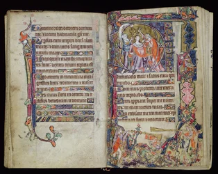 The Anointing of David, historiated D initial from the Macclesfield Psalter, Use of Sarum, East Anglia, c.1330