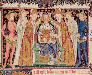Ms 197 f.3r Coronation of a king, from Liber Regalis