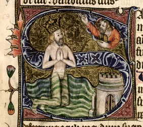 Psalm 68, David drowning, from the Ramsey Abbey Psalter