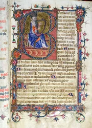 Psalm 1, David harping, from the Ramsey Abbey Psalter