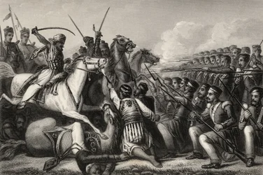 Mutineer Cavalry Attacking an Infantry Square at the Battle of Cawnpore in 1857, from 