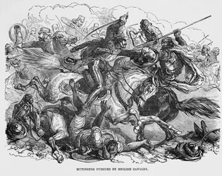 Mutineers pursued by English cavalry