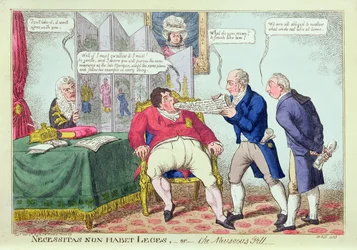 Necessitas Non Habet Leges, or the Nauseous Pill (hand-coloured engraving)