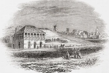 Newmarket Racecourse, Newmarket, England in the Time of Charles I, from Old England: A Pictorial Museum, pub. 1847