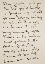 Page of a letter written by Nelson just before the Battle of Trafalgar, Monday 21st October 1805