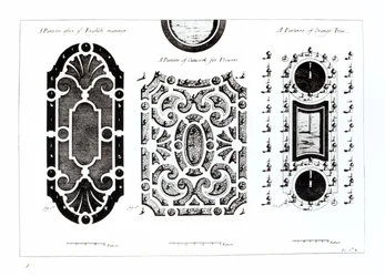 Parterre designs, from Theory and Practice of Gardening, by Antoine-Joseph Dezallier D