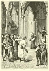 Perkin Warbeck reads the confession of his imposture