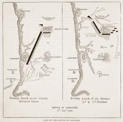 Plan of the Battle of Laswaree, Illustration from Cassell