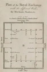 Plan of the Royal Exchange with the Different Walks for Merchants, Traders, etc.