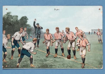Play, postcard depicting a football match