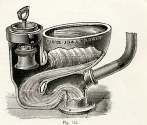 Plunge Valve Closet, with Handle Lifted, 1870