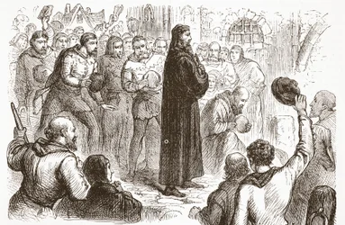 Popular demonstration at Lambeth Palace in favour of Wicliffe, illustration from The History of Protestantism by James Aitken Wylie, 1878