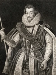 Portrait of Robert Cecil, 1st Earl of Salisbury (1563-1612), from Lodges British Portraits, 1823